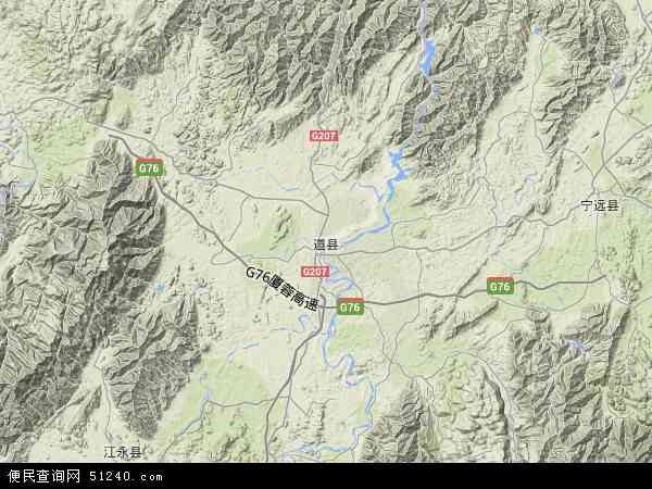 道县地形图 - 道县地形图高清版 - 2024年道县地形图