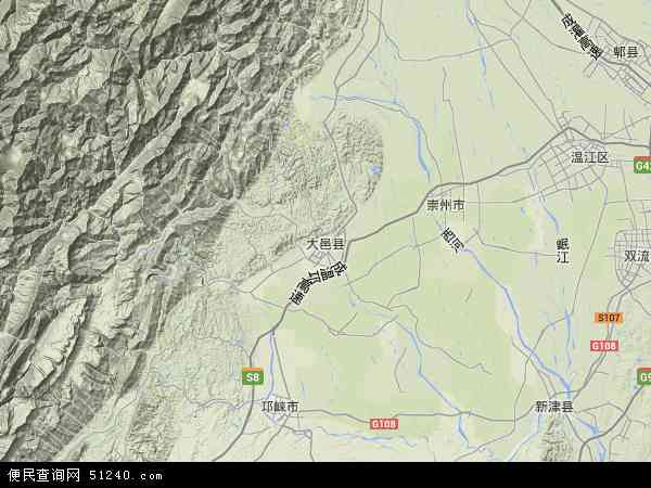 大邑县地图 