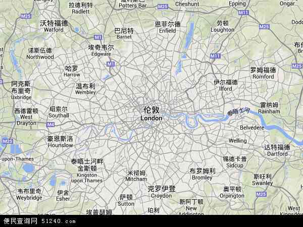 伦敦地形图 - 伦敦地形图高清版 - 2024年伦敦地形图