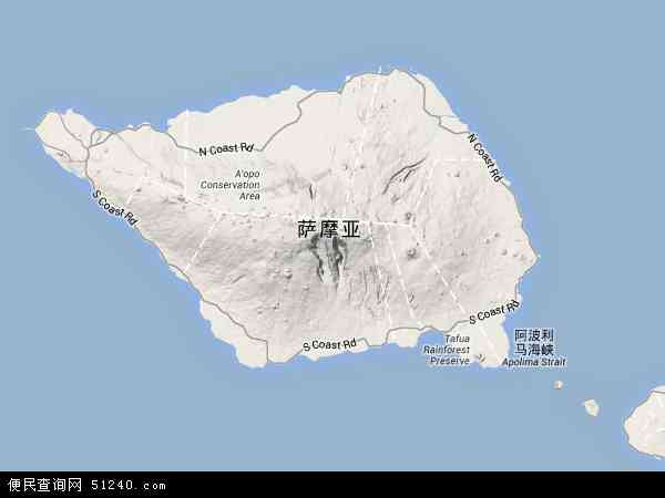 萨瓦伊岛地形图 - 萨瓦伊岛地形图高清版 - 2024年萨瓦伊岛地形图