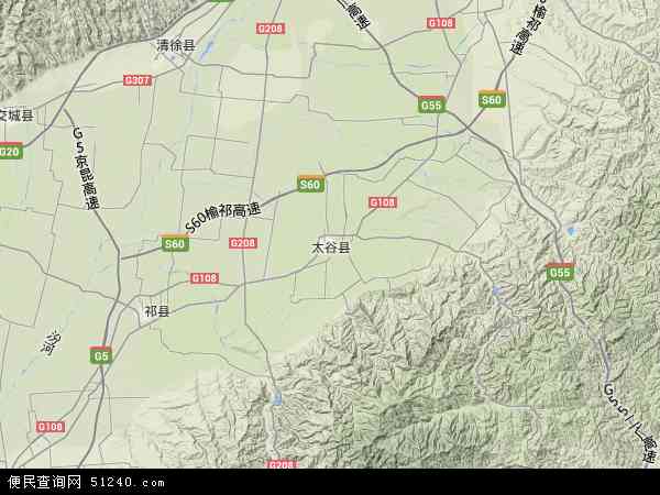 太谷县地形图 - 太谷县地形图高清版 - 2024年太谷县地形图