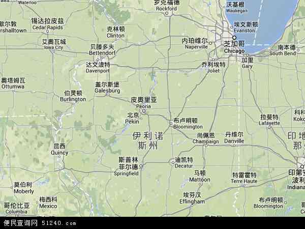 伊利诺伊州地图中文版图片