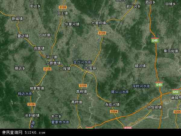 红安县卫星地图 - 红安县高清卫星地图 - 红安县高清航拍地图 - 2024年红安县高清卫星地图