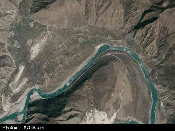中国西藏自治区山南地区加查县加查镇地图(卫星地图)