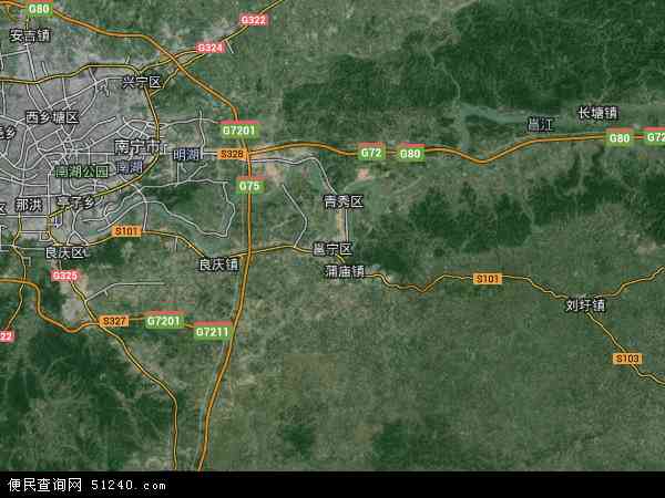 中国广西壮族自治区南宁市邕宁区地图(卫星地图)