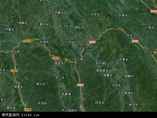 中国广西壮族自治区河池市东兰县地图(卫星地图)