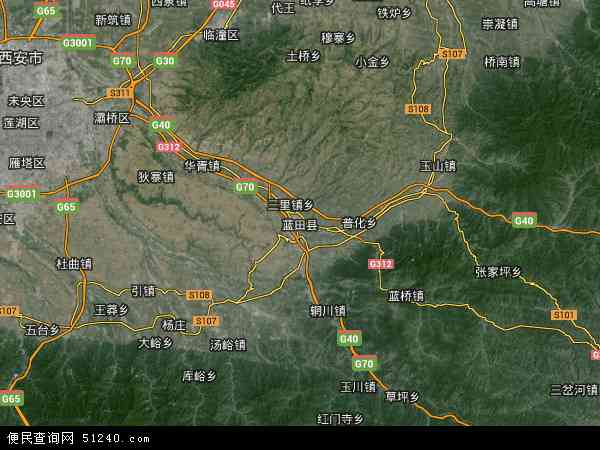 蓝田县地图全图卫星图图片