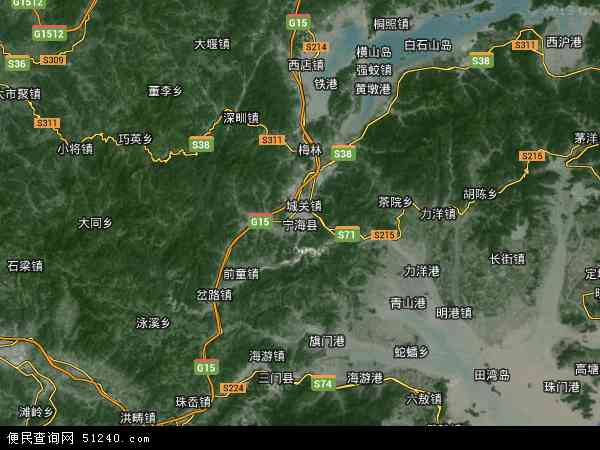 中国浙江省宁波市宁海县地图(卫星地图)