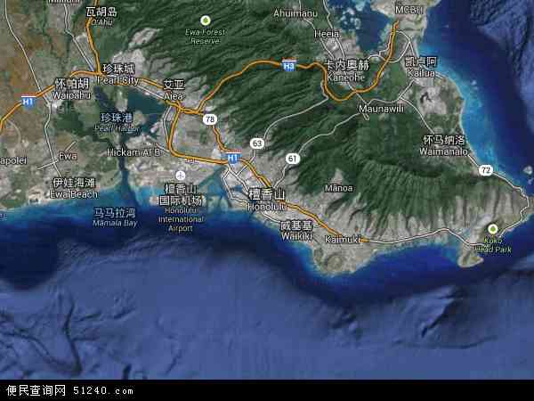 檀香山卫星地图 - 檀香山高清卫星地图 - 檀香山高清航拍地图 - 2024年檀香山高清卫星地图