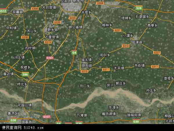 中国河南省新乡市原阳县地图(卫星地图)