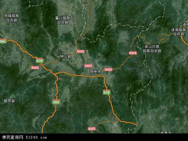 中国广西壮族自治区贺州市八步区地图(卫星地图)