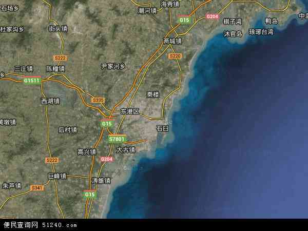 中国山东省日照市地图（卫星地图）