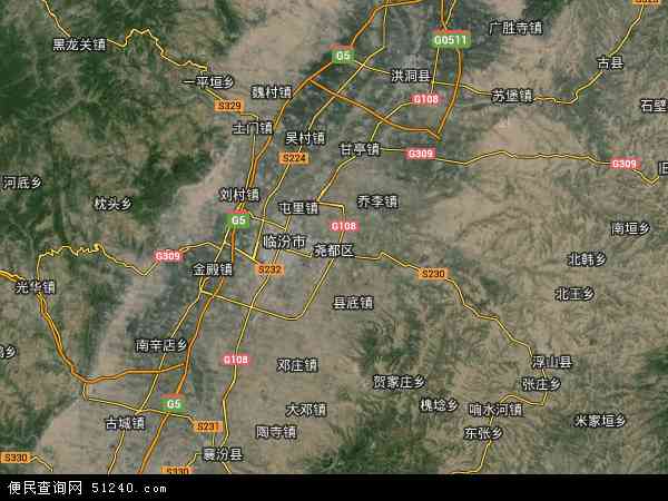 中国山西省临汾市尧都区地图(卫星地图)