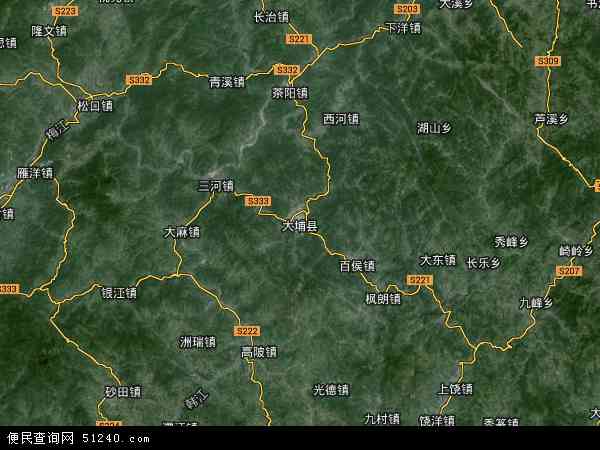 中国广东省梅州市大埔县地图(卫星地图)