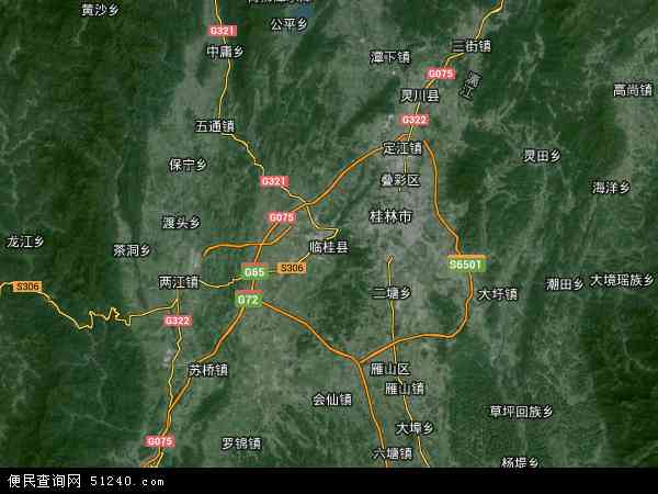 中国广西壮族自治区桂林市临桂区地图(卫星地图)