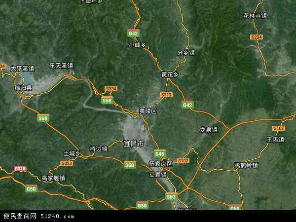 中国湖北省宜昌市夷陵区地图(卫星地图)