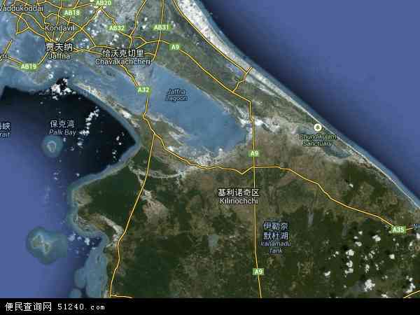 斯里兰卡基里诺奇地图(卫星地图)