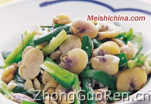 蚕豆炒韭菜的做法·美食中国图片-meishichina.com