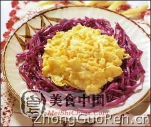 美食中国美食图片·美食厨房·热菜菜谱·紫包滑蛋-meishichina.com