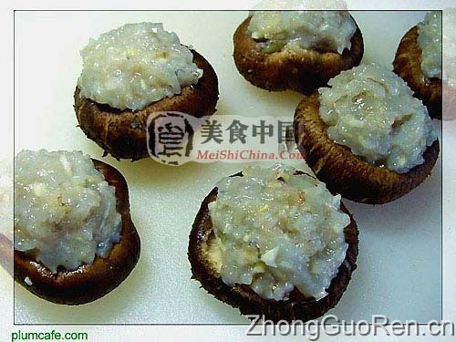美食中国图片 - 虾仁酿香菇-图解微波美食